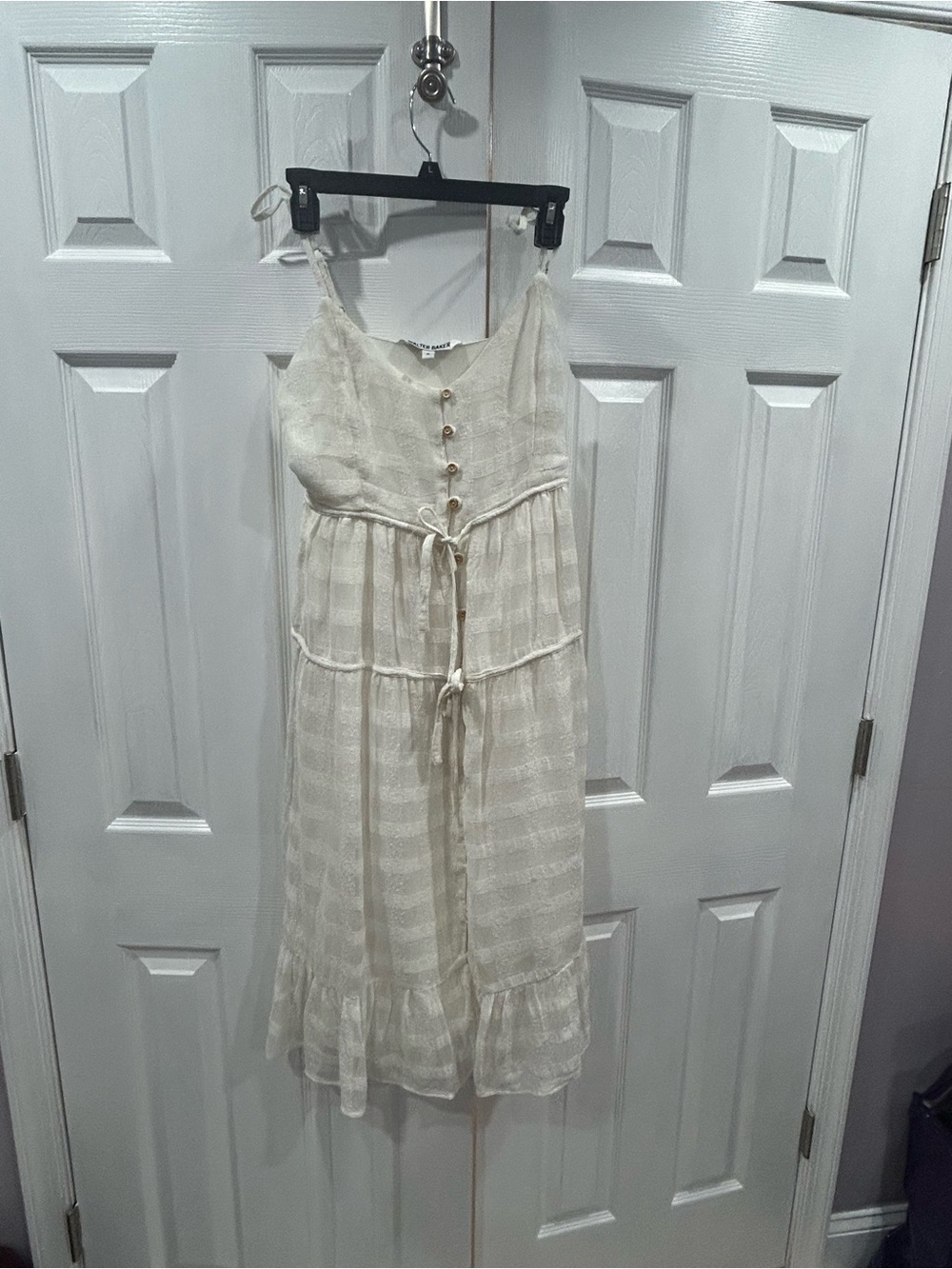 Walter Baker Cream Button-Front Midi Sundress